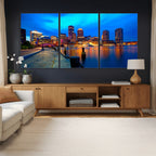 Boston Wall Art Canvas Print, Boston City Downtown Night Cityscape