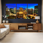 Chicago Wall Art Canvas Print - Chicago City Downtown Night Cityscape