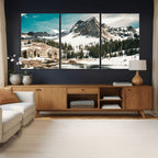 Snowy Mountain Wall Art Canvas Print, Alpine Pine Forest