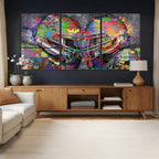 Graffiti Football Helmets Wall Art Canvas Print, Urban Street Art