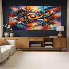 Geometric Abstract Wall Art Canvas Print, Orange Blue