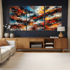 Lyrical Abstract Wall Art Canvas Print, Orange Blue Abstract