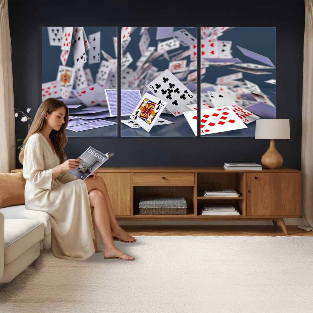 Playing Cards Canvas Wall Art | Casino Game Room Decor