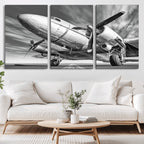 Vintage Airplane on Runway Canvas Print