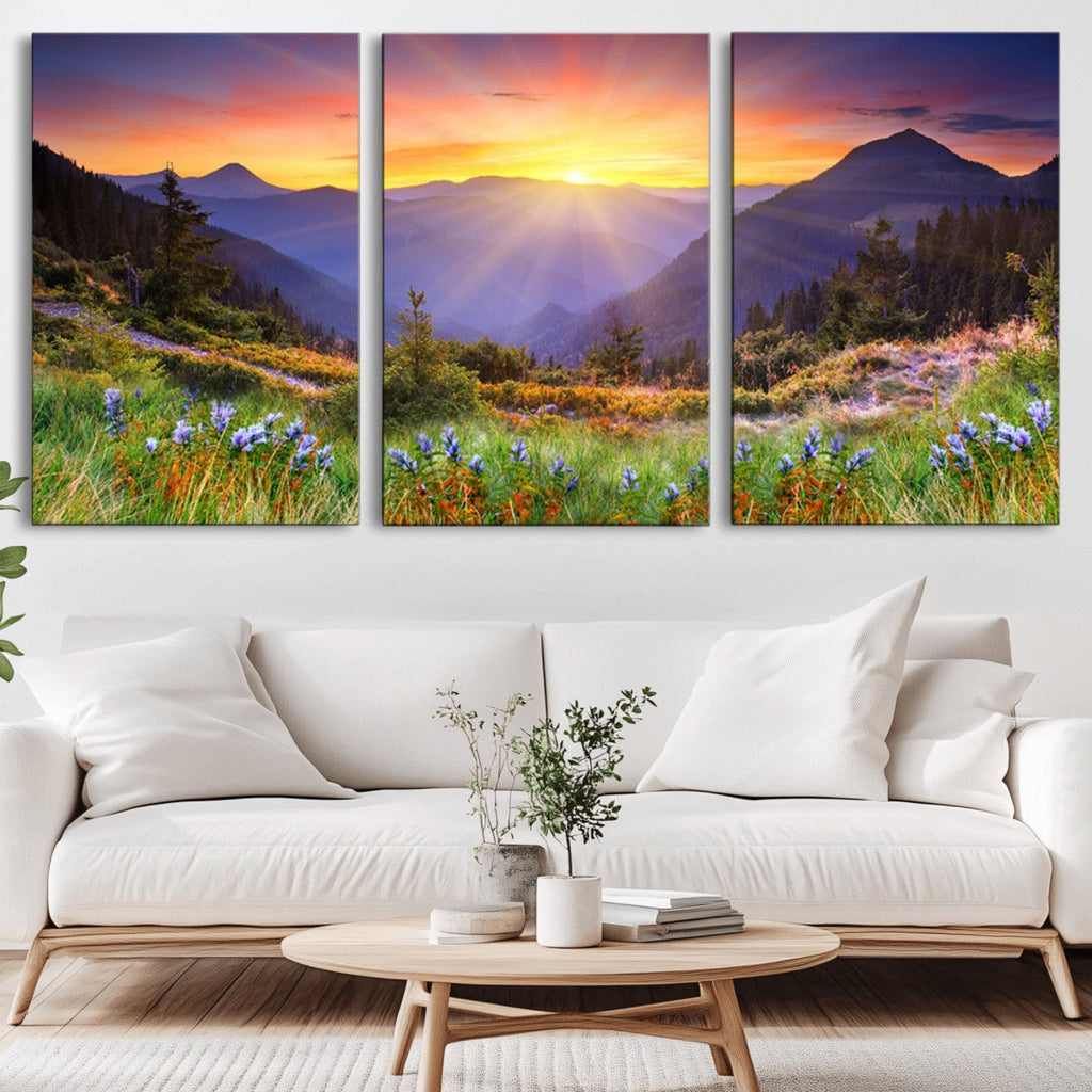 Mountain and Spring Wall Art Canvas Print