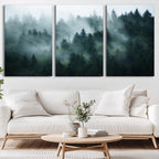 Misty Forest Wall Art | Serene Green Landscape Canvas Print
