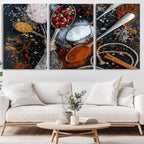 Spices and Seasonings Canvas Wall Art | Colorful Triptych Kitchen Decor