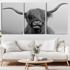 Texas Cow Wall Art Canvas, Texas Longhorn Cattle Canvas Print