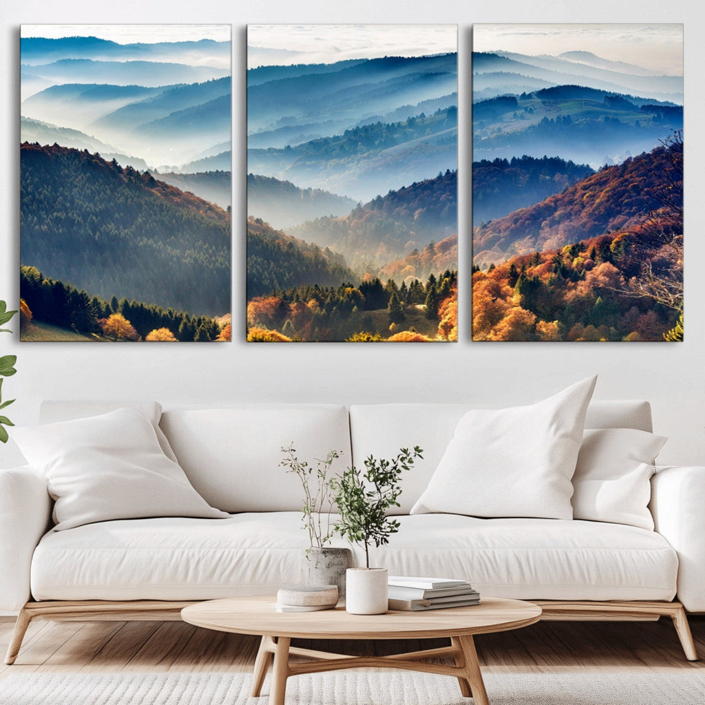 Mountains Forest Autumn Wall Art Canvas Print