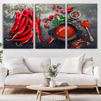Red Chili Peppers Wall Art Kitchen Artwork Canvas Print