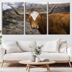 Framed Big Cow Animal Wall Art Canvas Print