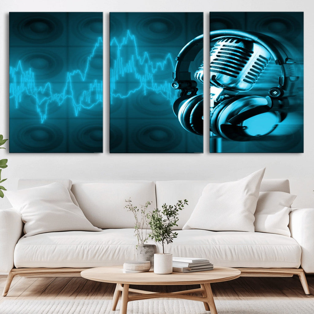 Music and Microphone Wall Art Canvas Print