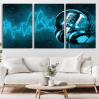 Music and Microphone Wall Art Canvas Print