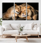 Lion and Lioness Wall Art Canvas Print | African Wildlife Animal Art