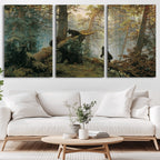 Baby Bears in Forest Wall Art Canvas Print