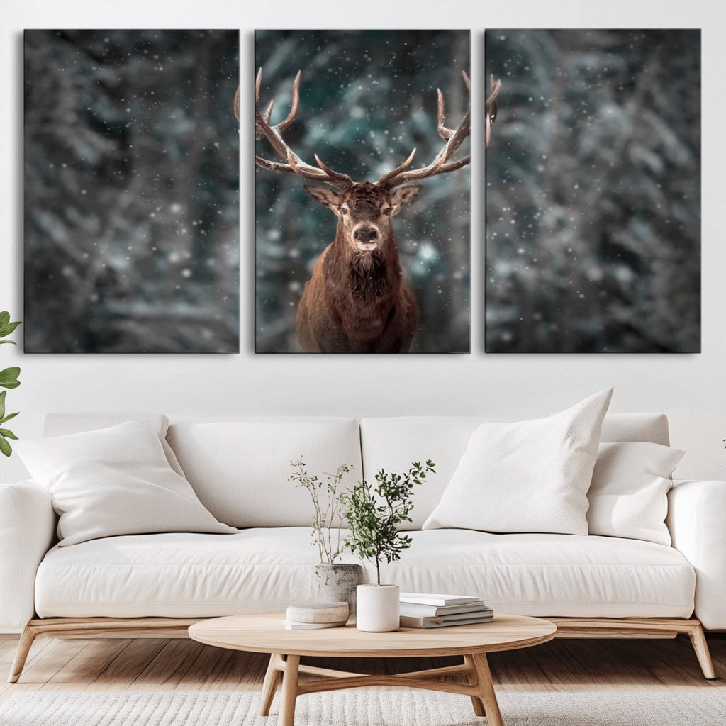 Wall Art Deer Art Animal Canvas, Framed Wall Art Deer Canvas