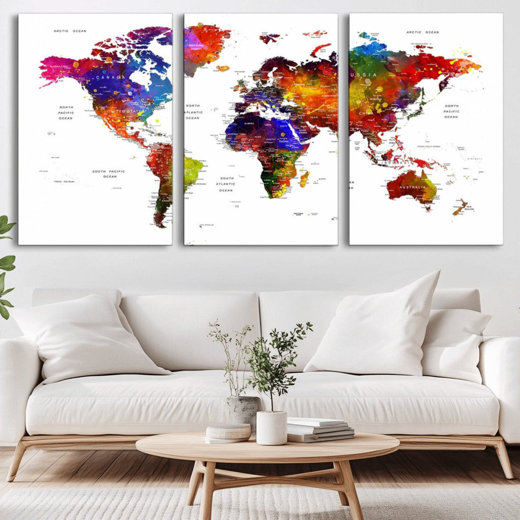 World Map Canvas Print | Detailed Map of the World Wall Art
