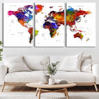 World Map Canvas Print | Detailed Map of the World Wall Art