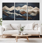 Rustic Mountain Landscape Wall Art Canvas Print, Framed 3D Wooden Effect Mountain Art