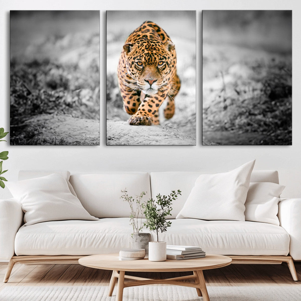 Jaguar Wall Art Canvas Print, Majestic Big Cat in Focused Pursuit