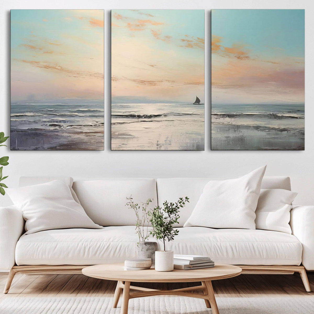 Abstract Ocean Wall Art, Boat Wall Art Canvas Print