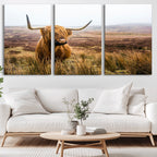 Scottish Highland Cow Canvas Wall Art, Rustic Farmhouse Decor