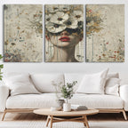 Abstract Floral Women Pastel Wall Art Canvas Print