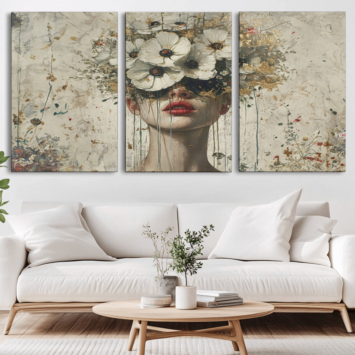 Abstract Floral Women Pastel Wall Art Canvas Print