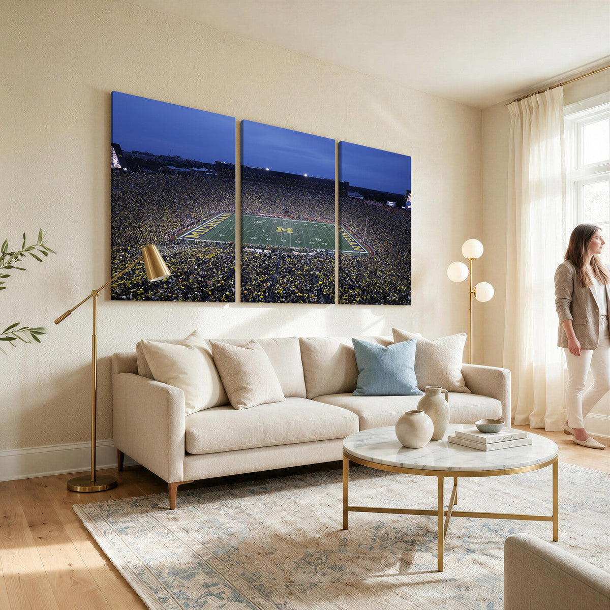 University of Michigan Wolverines Football Team Print, Ann Arbor, Home Bar Wall Decor