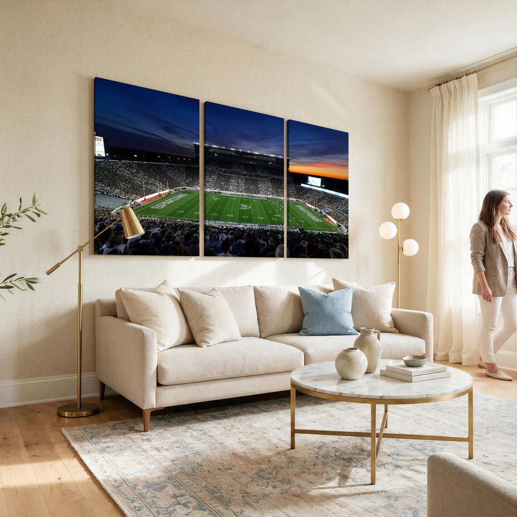 Michigan State Spartans Football Team Print, East Lansing, Home Bar Wall Decor