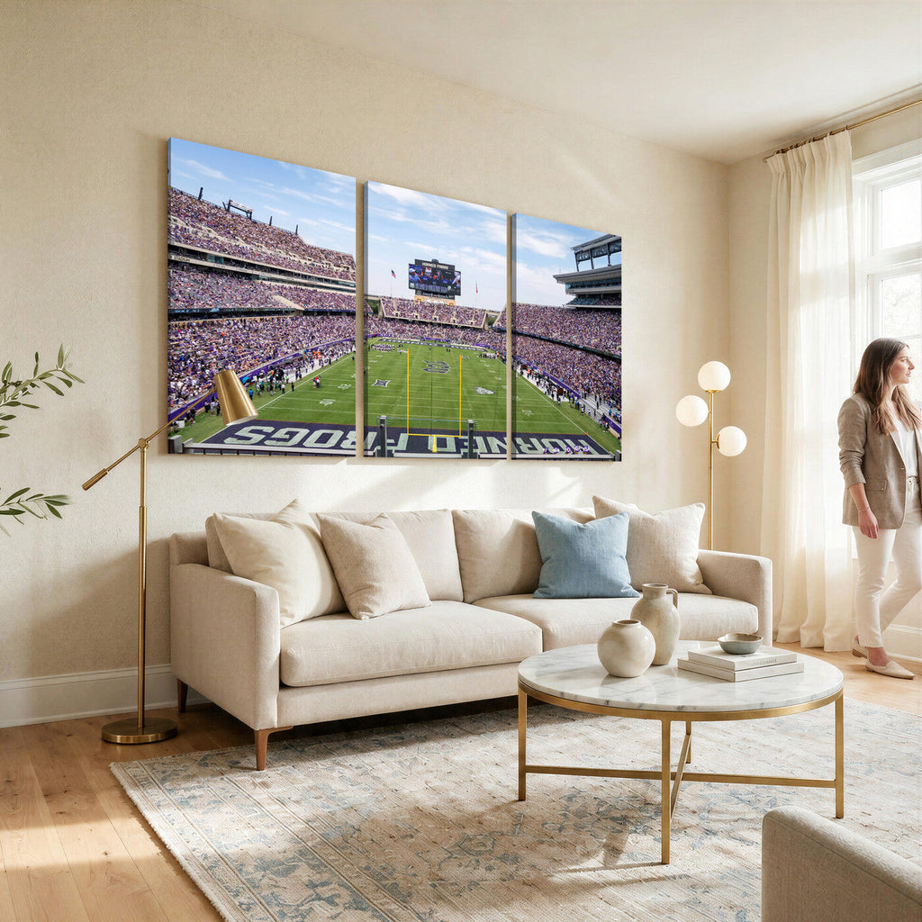 TCU Horned Frogs Football Team Print, Fort Worth Amon G. Carter Stadium, Framed and Ready to Hang