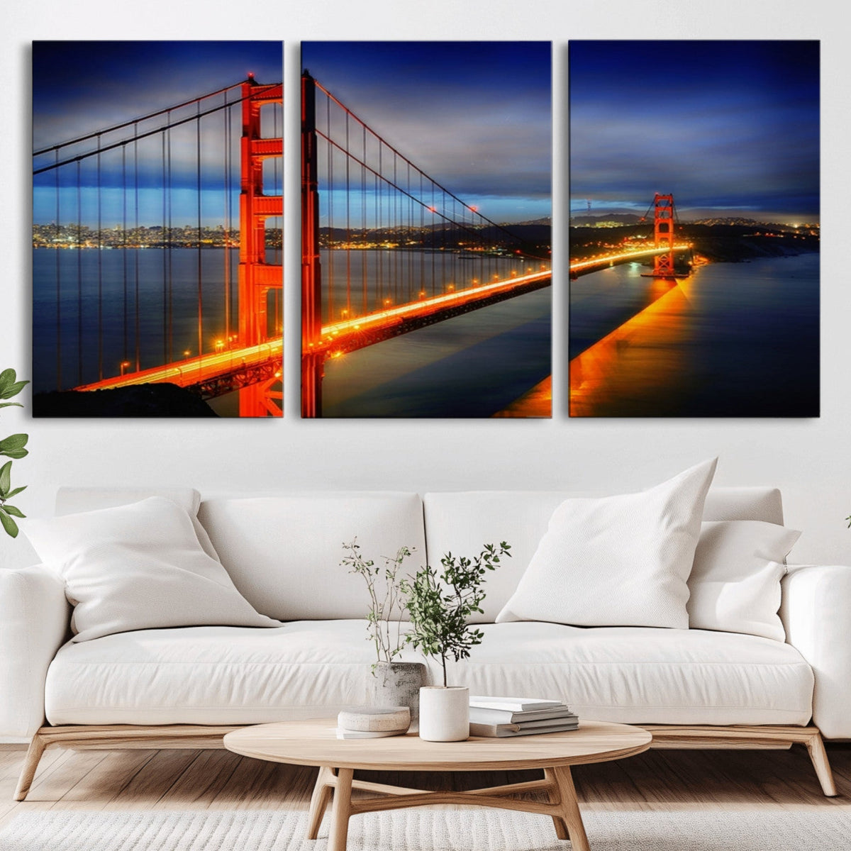 Large Wall Art San Francisco Canvas Print - Wonderful Golden Gate Bridge at Twilight