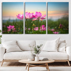 Pink Flower on the Mountain Canvas Print, Framed Pink Flower Canvas Wall Art