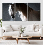 Large Wall Art Cream Colored Horse on Grey Background Canvas