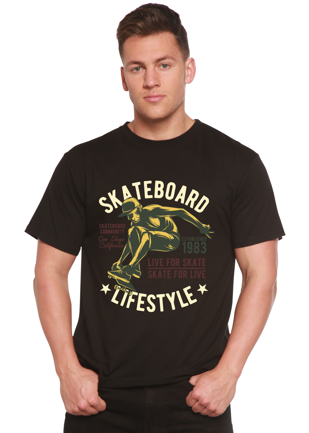 Skateboard Lifestyle Men's Bamboo Viscose/Organic Cotton Short Sleeve Graphic T-Shirt