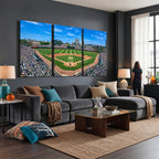 Wrigley Field Baseball Stadium Canvas Wall Art, Packed Crowd and Chicago Skyline