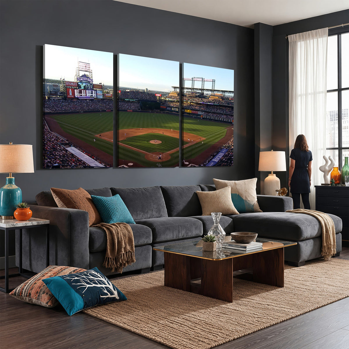 Colorado Rockies Coors Field Wall Art Canvas Print, MLB Baseball Stadium