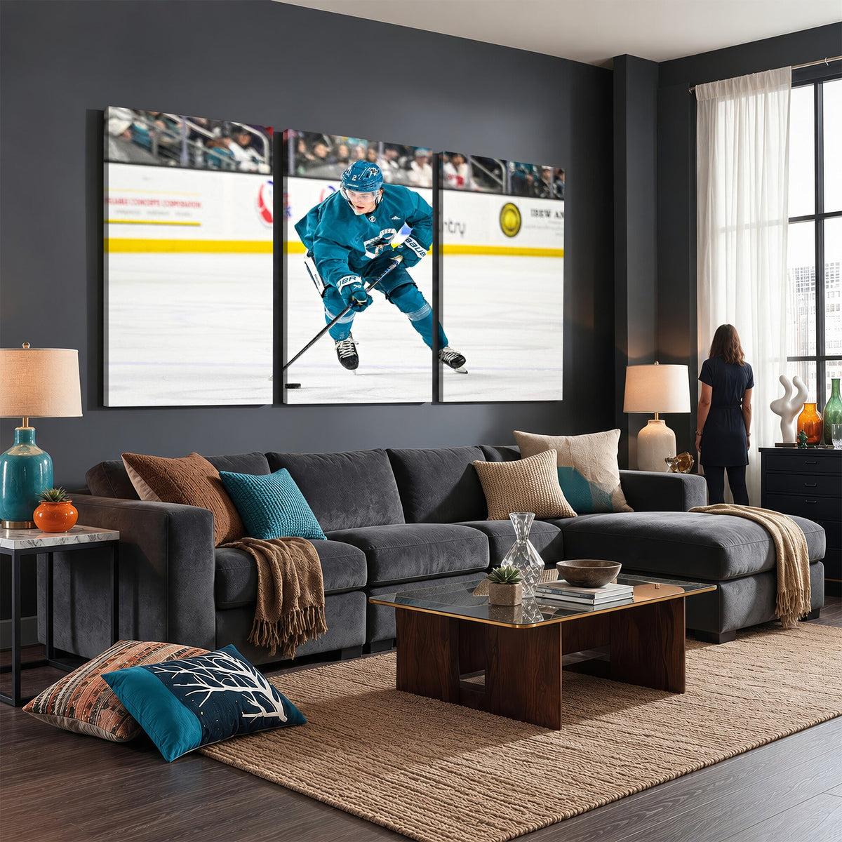 San Jose Sharks Ice Hockey Player Wall Art Canvas Print