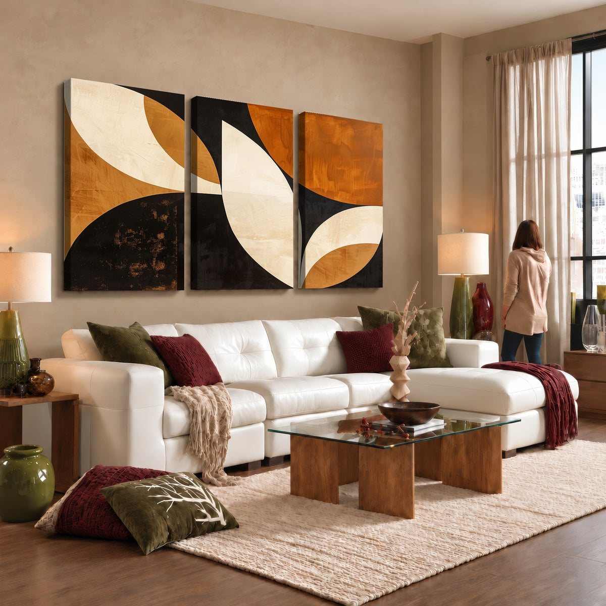 Geometric Abstract Wall Art Canvas Print, Mid Century Modern Wall Art