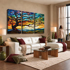 Mosaic Tree Wall Art | Ready to Hang Stained Glass Style Canvas Print
