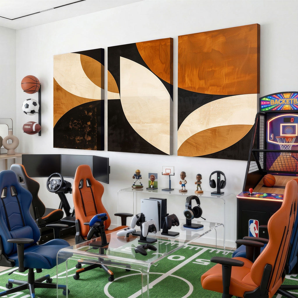 Geometric Abstract Wall Art Canvas Print, Mid Century Modern Wall Art