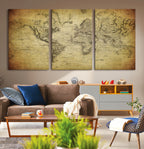Push Pin World Map Canvas Print | Travel Tracker Wall Art