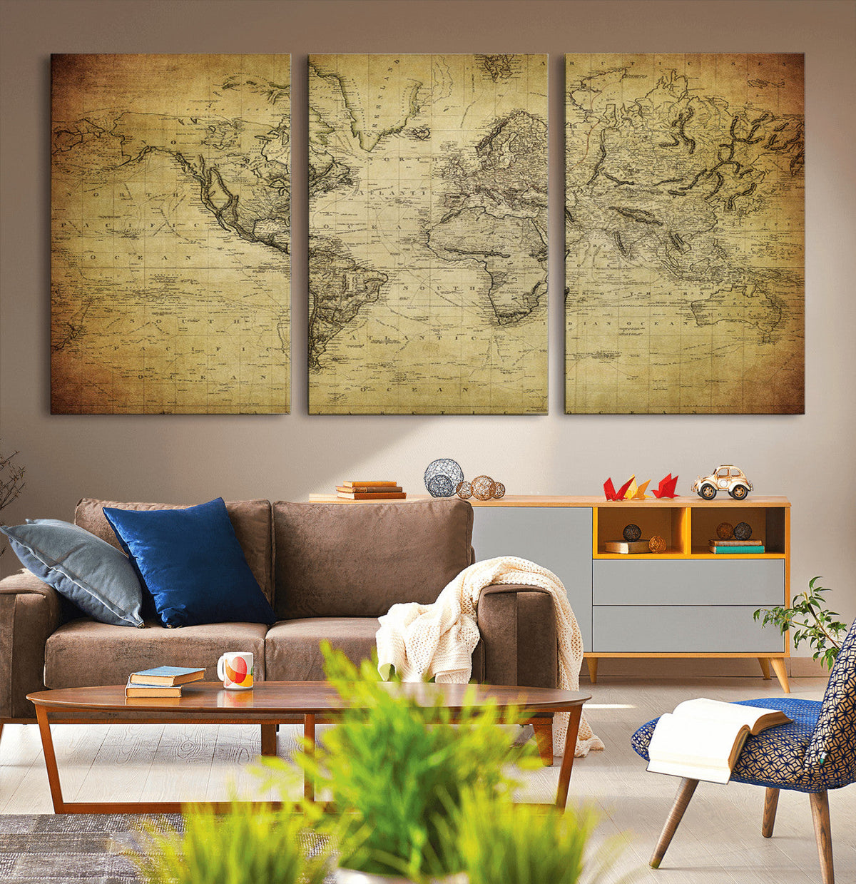 Push Pin World Map Canvas Print | Travel Tracker Wall Art
