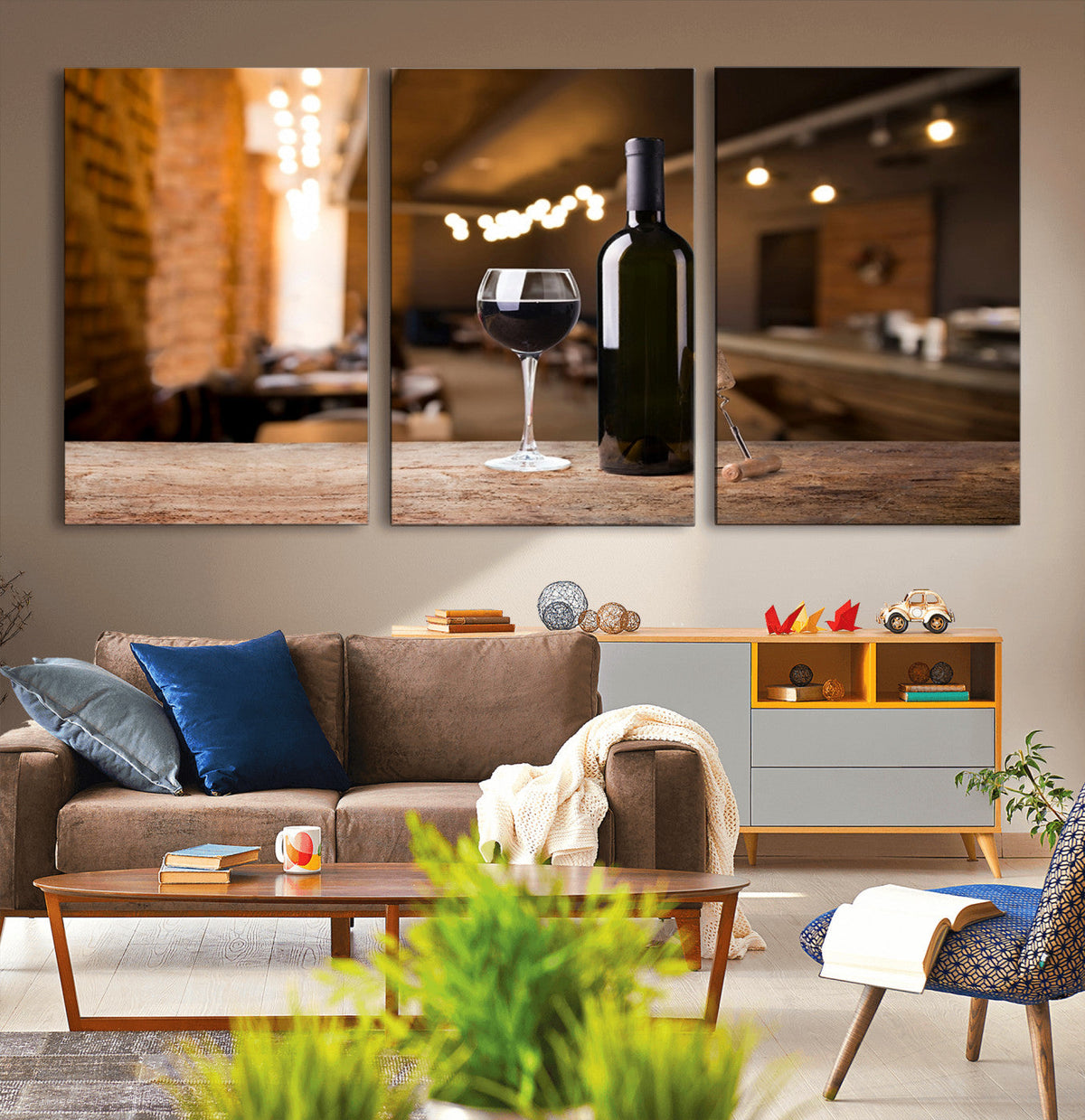 Wine and Bottle Wall Art Canvas Print