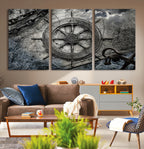 Ship Steering Wheel Vintage Wall Art Canvas Print