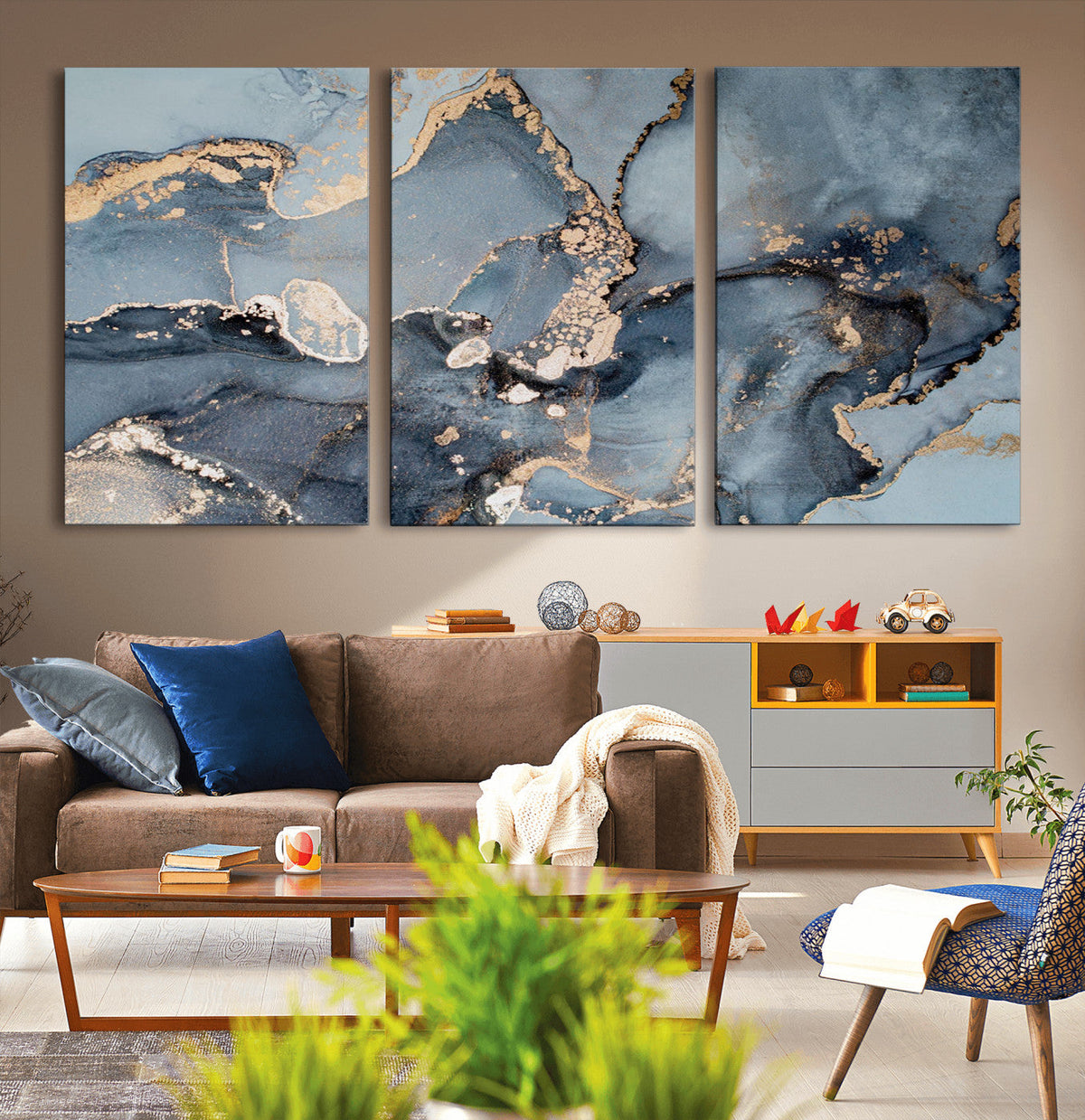 Multipanel Marble Fluid Effect Wall Art Abstract Canvas Wall Art Print