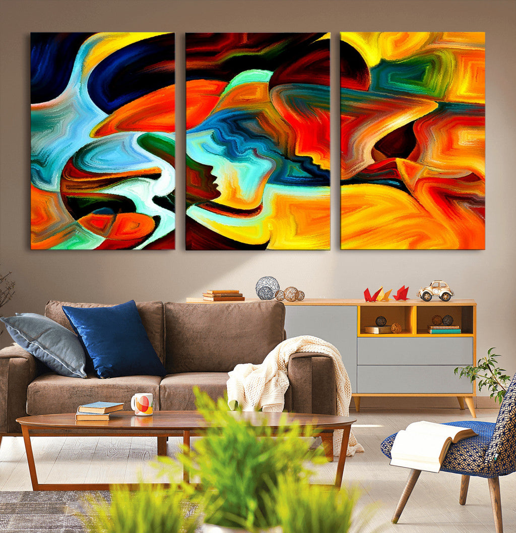 Human Love Figures Abstract Wall Art Canvas Print