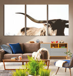 Texas Longhorn Wall Art Canvas Print, 3-Panel