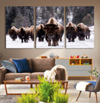 Bison Wall Art Canvas Print, Bison Herd Canvas Wall Art