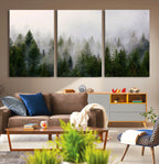 Forest Wall Art Canvas Print | Foggy Forest Wall Art | Pine Wood Forest Print